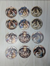 Nativity Scene Round Wooden Christmas Ornaments 12pcs New