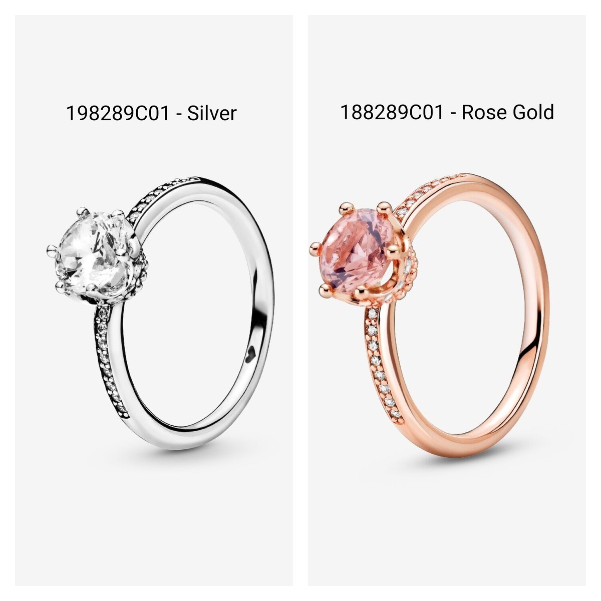 *New Authentic* Pandora Sparkling Crown Solitaire Ring-198289C01, 188289C01