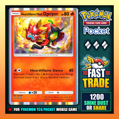 Pokemon TCG Pocket - Hearthflame Mask Ogerpon - Diamond 🔷 - English - Fast ✅