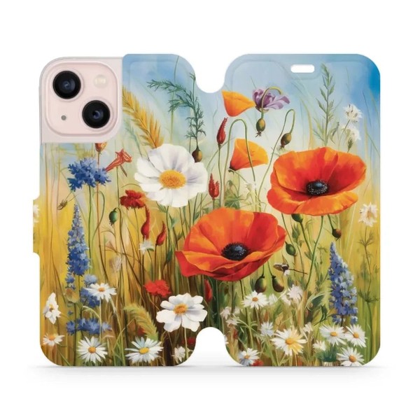 HandyhüLle Mit Klappe FüR Iphone 13 Mini Mobiwear Case Cover Etui Wiesenblumen-image