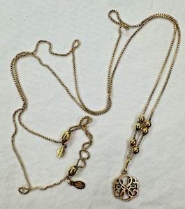Authentic ALEX AND ANI Necklace Gold Plated Sterling silver Slider Filigree Pendant
