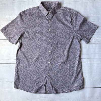 Faherty Movement Monterrey Men s L Button Shirt Short Sleeve Lavender Sky Canopy