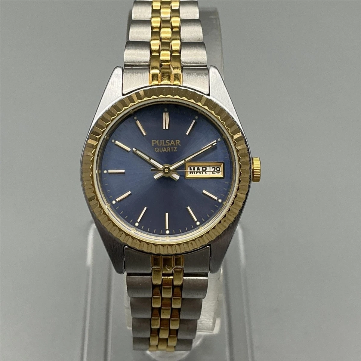 Vintage Pulsar Womens Watch 24mm Two Tone President V783-X003 New Battery 6.5\