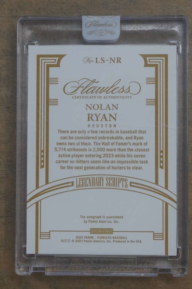 2023 Panini Flawless Nolan Ryan Legendary Scripts Auto Autograph /10 #LSNR DZ416 view 2