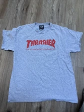 Thrasher Skateboard Magazine gray T shirt Mens Large Logo Graphic Print