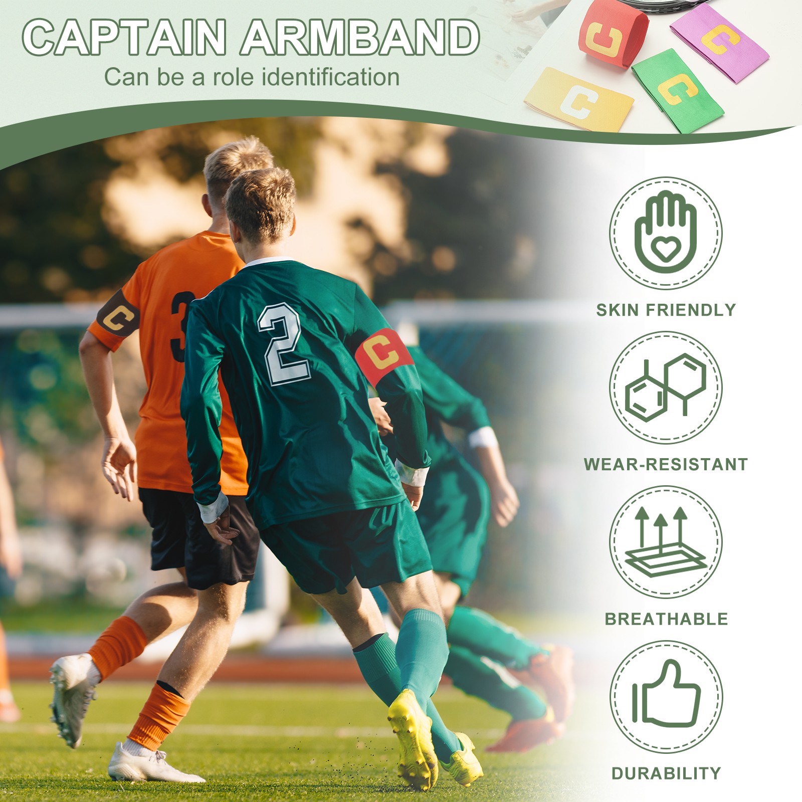 Soccer Captain Armband, Elastic Football Armband 6 Pack Light Gray