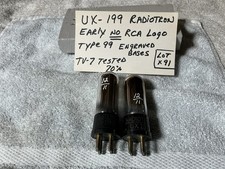 2 Antique VACUUM TUBES UX-199 Type 99 RADIOTRON RARE 299 Detector Amplifier 70