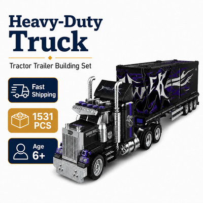Heavy-Duty Semi Truck Building Set 1531 PCS Technic Style Tractor Trailer
