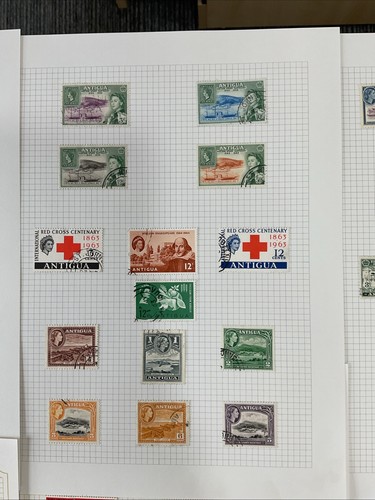 QE Commonwealth Stamps Antigua On 21 Leaves And 2 Stock Pages G61 - Picture 6 of 24