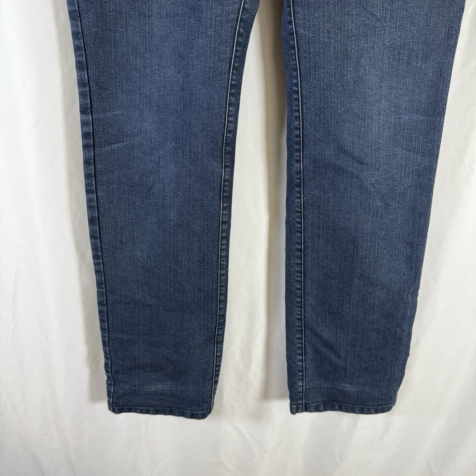 Pantalones de mezclilla para mujer Lafayette 148 8 azul oscuro tiro medio mezcla de algodón entrepierna 31" Foto 3 de 4