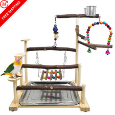 Kathson Wood Bird Playground Parrot Play Stand Three floors, wood