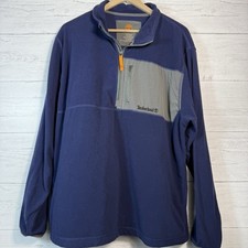 Timberland 1/4 Zip Fleece Jacket Mens 2XL Blue Long Sleeve Mock Neck Pro