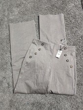 NWT Express Wide Leg High Rise Sailor Pants Plaid Vintage Style Retro Size Small