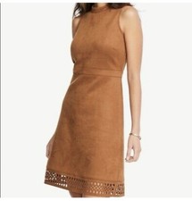 Ann Taylor Factory Petite Faux Suede Laser Cut Sleeveless Dress Size 8P