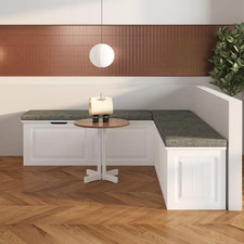 White Shoe Bench, Modern L-Shaped Corner Shoe...