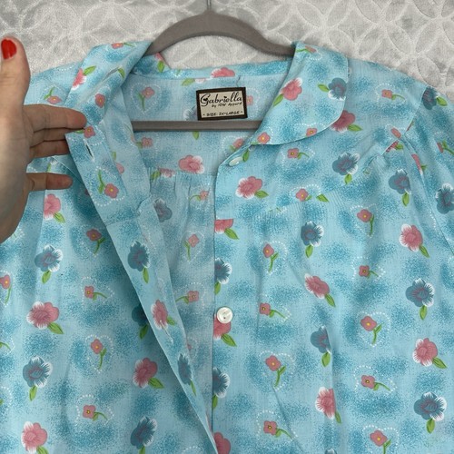 Blue Floral House Dress Mumu 2XL Granny Chic Casual Lounge Sleep Cottage 90s 80s - Picture 3 of 11