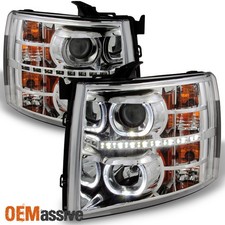 Fit Gaze 07-13 Silverado Gen Vi Halo Projector Smd Drl Led Headlights