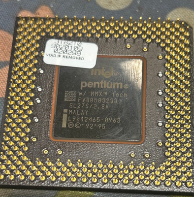 TESTED Processor Intel PENTIUM MMX 233 MHz CPU Gold Pins Working! SL27S SOCKET 7