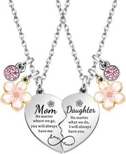 lauhonmin 2Pcs Mother Daughter Heart Matching Pendant Necklace Set Gifts For...