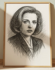 DANA SCULLY  X-FILES DRAWING PRINT PORTRAIT SKETCH 8
