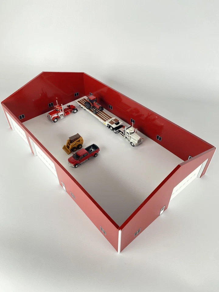 1/64 Scale Custom Scratch Farm Barn Building Shop 70x120 Red Sides White Roof - Image 4 of 4