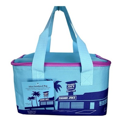 Trader Joes Mini Insulated Tote Lunch Bag Cooler Blue Purple Summer Limited NWT