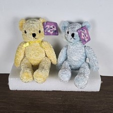 Lot Chenille Bear 9in Blue Yellow Plush Stuffed Animal
