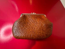 Vintage Brown Kiss Lock Double Coin Change