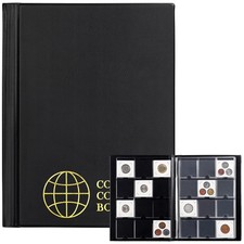 Coin Cardboard Holder Album - 120 Pockets 25.4 x 7.8 x 10 cm, Schwarz