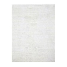 9'x12' Daisy White Geometric Variegated Line Design Wool Hand Knotted Rug R76215