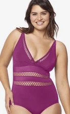 NEW Orig$139 Ruby Ribbon Dk PINK St Tropez One Piece Swim Bathing Suit 22 NWT