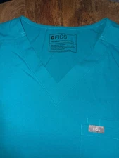 FIGS Top Womens Large Blue  technical collection Short Sleeve Scrub Pocket Aqua
