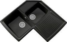 Lavello Cucina 2 Vasche Incasso Angolare 83 cm Black Matt UG70 Plados HRA832