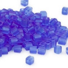 Miyuki Frosted Cobalt Blue Glass 3.5-3.7mm Square Seed Beads SB150F 25 Gm 260
