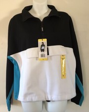 DKNY Sport Women's Pullover Black White Blue Jacket Top Half Zip Size Small NWT