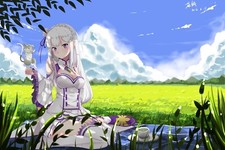 Landscape anime girls rezero kara hajimeru isekai Custom Gaming Mat Desk