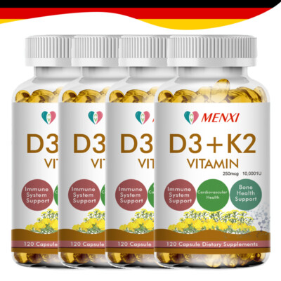 120 - 480 Kapseln Vitamin D3 10.000 I.U. + Vitamin K2 250mcg Natürliches MK-7