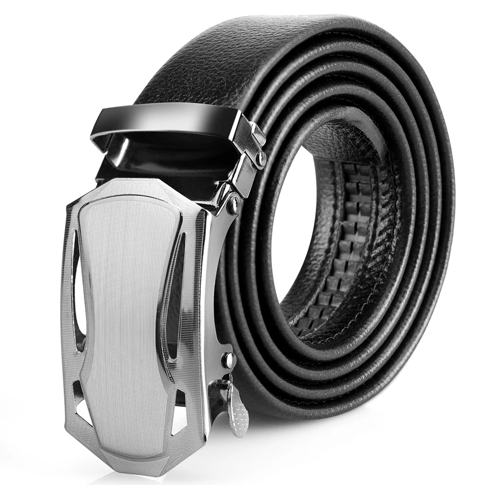 Causal Leather Men's Ratchet Belts For Men Adjustable Automatic Buckle 120cm/47" - Image 2 of 4