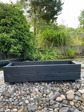 Charcoal Black Wooden Planters Garden Outdoor Flower Plant Pot Boxes Rectangular