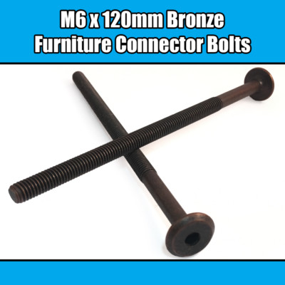 M6 x 120 mm Bronze Möbelverbinder Schrauben Gelenk Befestigung Bett Kinderbett Einheit Tisch Schreibtisch