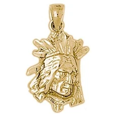 New 14k Yellow Gold Indian Pendant