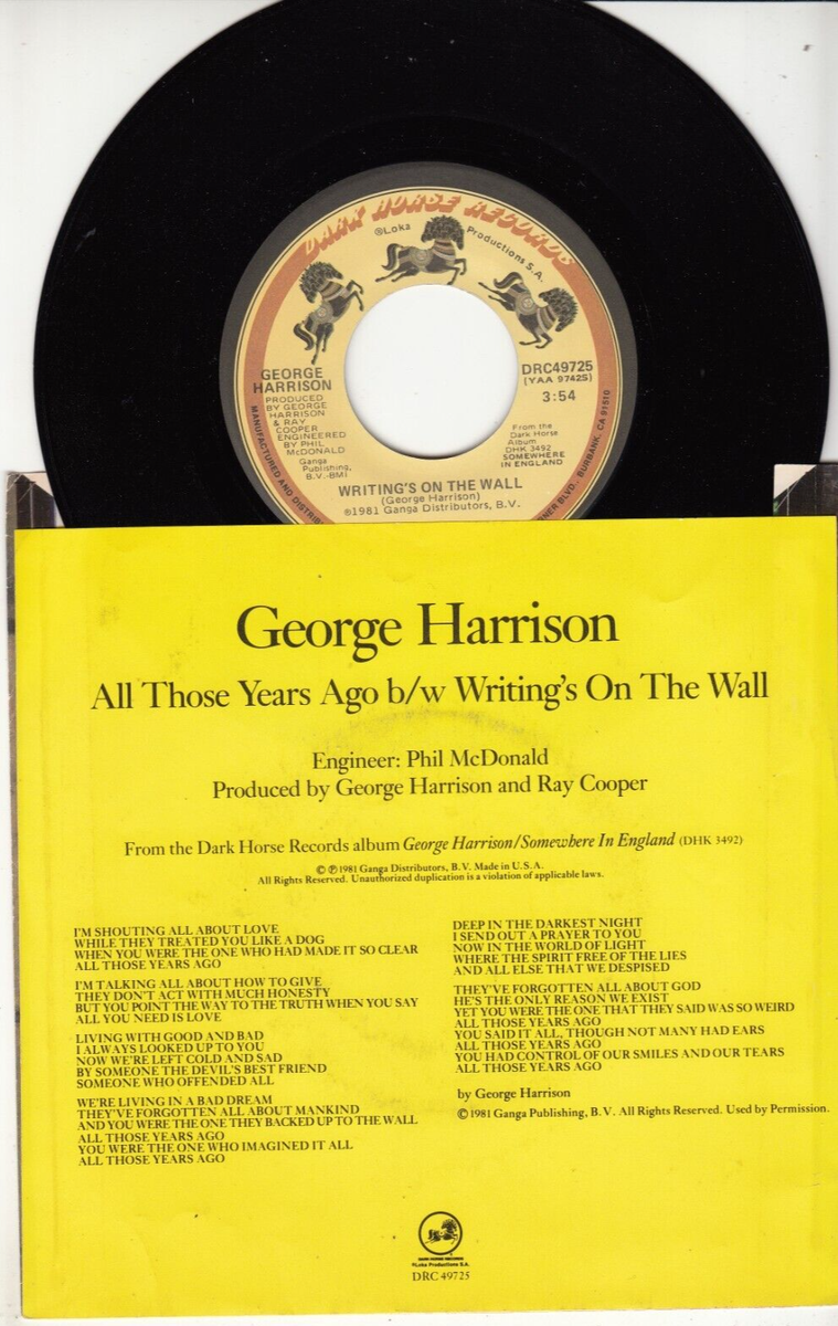GEORGE HARRISON (THE BEATLES) - ALL THOSE YEARS AGO - ORIG