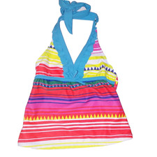 Joe Boxer Girls Swim Suit Tankini Top Small 6/6X Colorful Stripe Kids New