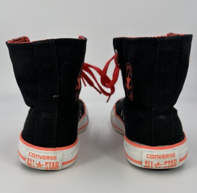 Rare Double Lined Chuck Taylor Hi Top Coral Black Skull Converse