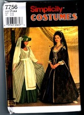 Simplicity 7756 Renaissance Costume Dress Gown Pattern Vintage 1997 Size. 4 6 8