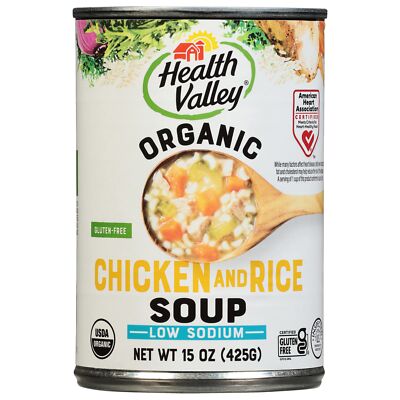 Health Valley Organic Soup, No Salt Added, Chicken & Rice, 15 Oz (Pack of 12)