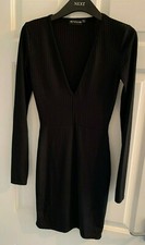 PLT Black Long Sleeve Black Mini Dress - Size 6