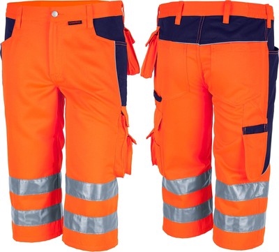 Qualitex kurze Warnschutz Arbeitshose Short orange gelb Sommer Signal bis Gr.72