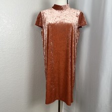 Madewell Dress Womens Medium Crushed Velvet Mockneck Mini Retro Minimalist Boho