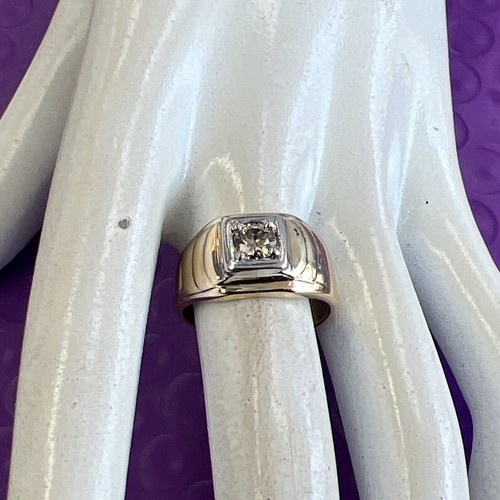 💎 Men’s Vintage 13k Yellow Gold .50 Ctw Diamond Ring Estate Sz 8 - 第 5/11 張圖片